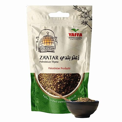 Yaffa – Premium Palestinian Zaatar Thyme Mix – Vegan – Non-GMO – No Additives – Traditional Mediterranean Blend for Rich Flavors in a Re-Sealable Bag – Product of Palestine (250g)