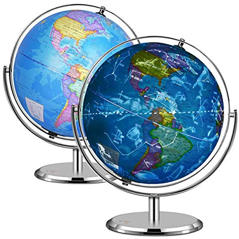 Illuminated World Globe for Kids, Desk Globe Night Light with Stand