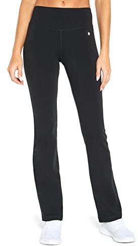 Bally Total Fitness Damen Bauchkontrolle, 81,3 cm, Damen, Mid Rise Bauchkontrolle Bootleg Leggings, Mid Rise Tummy Control Bootleg Legging, schwarz, Small