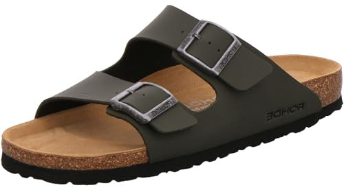 Rohde Herren Pantolette ergonomisch Lederfußbett Zwei Riemen Schnalle Grado 5920, Größe:41 EU, Farbe:Grün