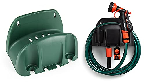 PLASTIFIC Wall Mounted Garden Hose Pipe Cable Hanger Holder Tidy Bracket Rack Fence Shed (Green)