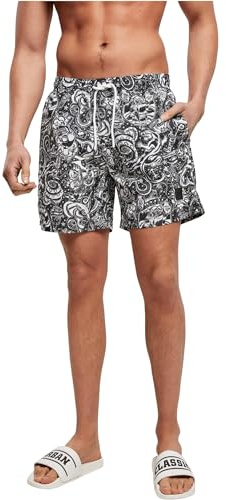 Urban Classics Badbyxor för män mönster simshorts AOP badshorts för män finns i många varianter, storlekar XS – 6XL, Tatuering Aop, 3XL