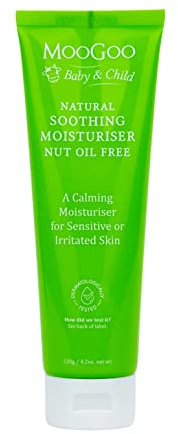 MooGoo Baby Soothing Moisturiser Nut Oil Free - Gentle & Hypoallergenic with 10% MSM for Sensitive, Irritated & Delicate Skin, Paediatrician Approved, for All Ages, 120g / 4.2 oz.