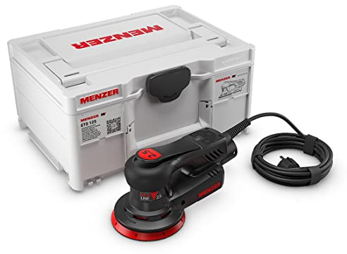 MENZER Lijadora Excéntrica ETS 125 2.5 (Trabajos de Lijado y Pulido Finos) con systainer³, 3 Platos Lijadores, Protector para el Plato Lijador, Interface Pad, Discos Abrasivos