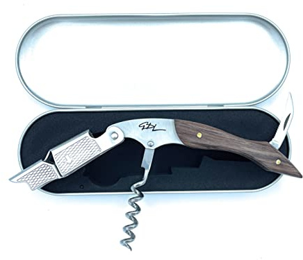 Cavatappi Professionale - Apribottiglie in Acciaio Inox con Manico in Legno e Scatola Rigida - Design Elegante, Moderno e Compatto - Idea Regalo per Sommelier e Amanti del Vino
