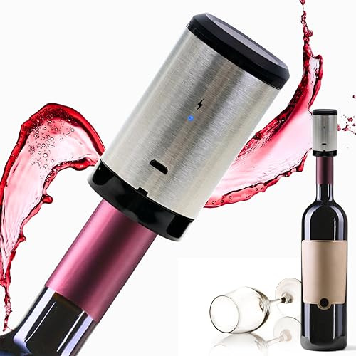 Wine Stopper, Automatic Vacuum Wine Pump, Pumps out air from bottle keeping wine fresh- great wine accessories -gift for wine enthusiast - Rechargeable Electric pump KUBEDIN