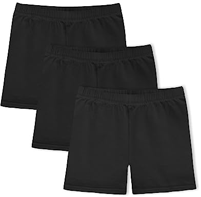 KEREDA Girls Black Cycling Shorts Cotton PE Dance Short Breathable Safety Under Dress Shorts for Children Kids Summer Sports Gym 5-14 Years 3 Pack