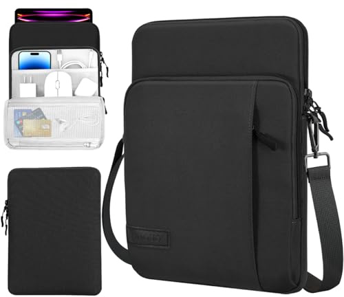 TiMOVO 13 Pouces Etui pour Tablette avec Bandoulière pour iPad Air 13, iPad Pro 13/ Pro 12.9, Surface Pro 12, Galaxy Tab S10 Plus/S10 FE+/S10 FE Plus, Remarkable Paper Pro 11.8, Noir
