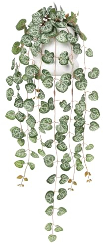 Hollyone Trailing Artificial Plants Decorative Fake Potted Plants, String of Hearts Plants Indoors Outdoors, Faux Trailing Plants Greenery for Home, Wall, Living Room, Bedroom, Office Decor