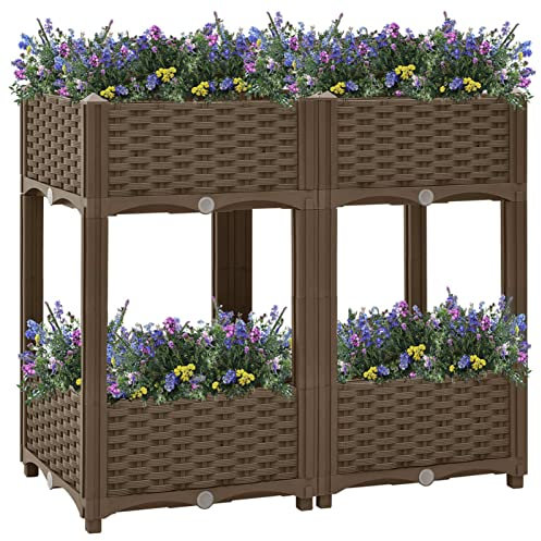 LAPOOH Uppfälld bädd, pallram, diskantek, grönsaksbädd, örthylla balkong, blomrabatt, örtspiral, växthögbädd, tomatbädd, 80 x 40 x 71 cm polypropen