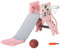 AIYAPLAY Kids Slide 3 in 1 Freestanding Toddler Slide with Climber, Basketball Hoop, Basketball, Tiger-Themed for Ages 18-36 Months - Pink