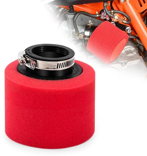 Tunejoy Filtro Aria per Moto 42mm Filtro Aria Spugna Doppio Strato ATV Bocca Diritta per 50cc 70cc 90cc 110cc Quad Buggy Scooter Dirtbike Moto Go Kart Rosso