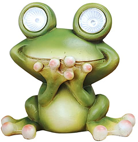 Milisten Frosch Solarlicht Skulptur im Freien Teich Figur Hase Fee gartenskulptur solar gartenbeleuchtung solarleuchten für außen Garten Landschaftslampe Garten-Rasenfrosch NiMH-Akkus Green