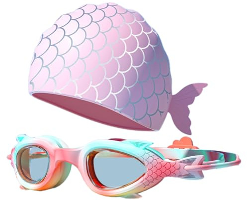 Xuancai Occhialini da nuoto Set di cuffie da nuoto per bambini resistenti alla rana occhiali da nuoto in silicone cuffie da nuoto per ragazzo ragazza