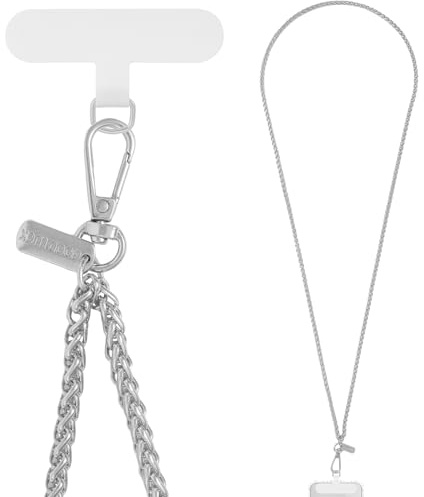 MoKo Cadena Metálica para Móvil, Cordón para Teléfono Universal Correa para Teléfono Móvil Manos Libres Desmontable, Correa Cuello para Viaje Senderismo Desplazamientos Diarios, Plata Pálido