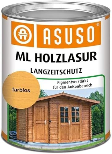 Asuso Trälasyr långtidsskydd – UV-stabil träskyddslasyr, fuktreglerande, för inomhus- och utomhusbruk – 2,5 liter, valnöt