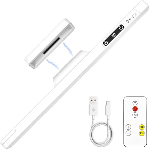 HOTUT LED Sottopensile Cucina con Telecomando, Led Sottopensile Cucina Senza Fili 33.8cm Dimmerabile Magnetica Ricaricabile Luce Armadio Led, ampada Armadio cucina Scale Soggiorno Bagno Camere