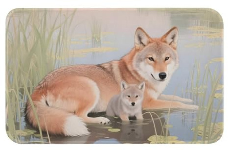 Floor Mats Pup in Reeds Print Heavy Duty Crystal Fleece Non-Slip for Front Door Mat Indoor Entrance Family Safety