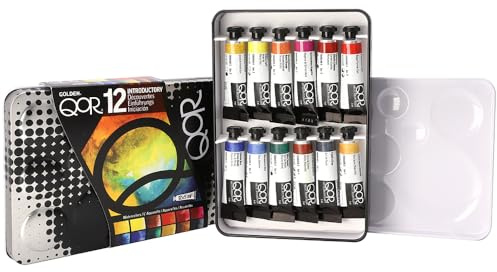 QoR Introductory 12 Set by GOLDEN, 12 x 5 ml tubes, Professional Watercolor Paint Set