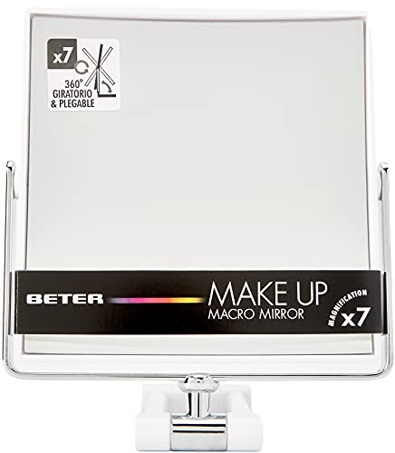 Beter – Espejo de aumento X7 plegable y giratorio, gran superficie de visión, ideal para depilarse las cejas y maquillarse con todo detalle