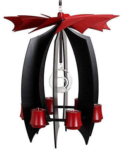 Rudolphs Schatzkiste Tendency pyramid - NEW FACTS - XL anthracite coal - ruby 6 tealights inclusive height of 48cm pyramid design pyramid