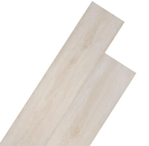 vidaXL PVC Laminat Dielen Selbstklebend Vinyl Boden Bodenbelag Fußboden Planke Vinylboden Designboden Dielenboden 5,21m² 2mm Eiche Klassisch Weiß