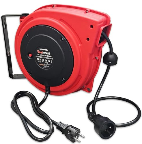 OC-PRO - Carrete eléctrico automático de pared (3G, 2,5 mm², 15 m), color rojo