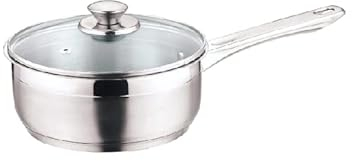 Nobel Stainless Steel Deep Saucepan with Glass Vented Lid, Sandwich Bottom Heat Resistant Handles, Ideal for All hobs (14 cm Dia. - 1.1 Litre)