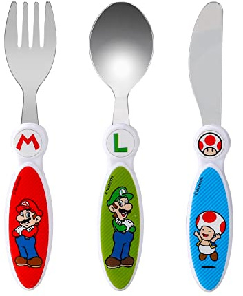 Super Mario Children's Kids 3pcs Cutlery Set - Knife/Fork/Spoon