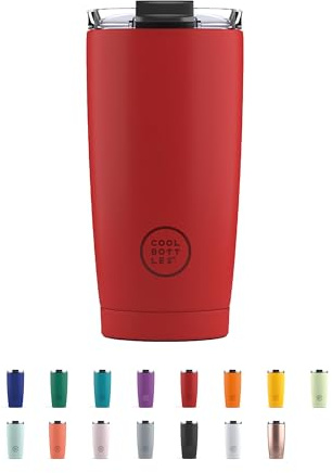 Cool Bottles - Tumbler - Vaso Térmico de Acero Inoxidable - 550 ml - Vivid Red - Taza de Café - Altura 18 cm - Bebidas Frías 10 horas y Calientes 5 horas - Tapa Hermética - Libre de BPA