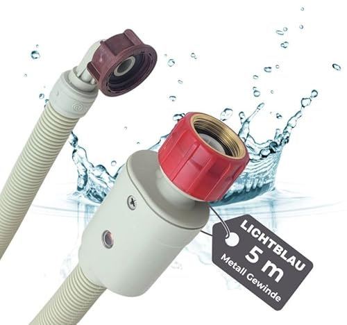 LICHTBLAU Aquastop Schlauch I 5,0m I Waschmaschine Sicherheitszulaufschlauch 2995 I MIT METALLGEWINDE I 3/4 Zoll für Geschirrspüler Aquastop-Sicherheitsventil VDE-Zertifizierung