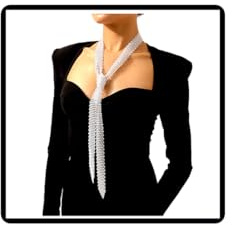 Faruodis Long collier avec pendentif cravate en cristal superposé en strass pour femme, Strass Métal