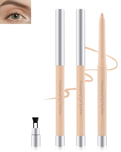 Nackt Gel Eyeliner für Ältere Frauen, Creme Matt Smooth Kajalstift Wasserfest, Langlebig Wischfest Eyelinerstift mit Anspitzer, Hypoallergen Augen Makeup für Reife Frauen mit Empfindlichen Augen(2Pcs)