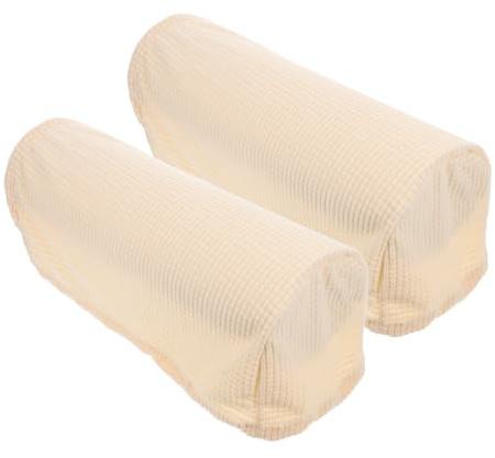 TOPPERFUN Protector Elástico para Reposabrazos de Sofá 2 Piezas Funda Beige de Poliéster Tecnología de Tejido Shuttle para Uso en Casa o Tienda