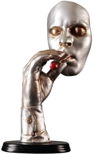 Retro Abstract Sculpture an Smoking Cigar Creative Face Statue Character Resin Figurine Artwork