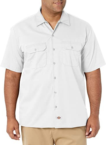 Dickies Men's Work Shirt Short Sleeved Workwear, White, X-Large