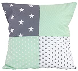 ULLENBOOM Kissenbezug 40x40 Kinder Mint Grau (Made in EU) Oeko-TEX Materialien - Kopfkissenbezug aus 100% Baumwolle, Bezug auch für Dekokissen geeignet