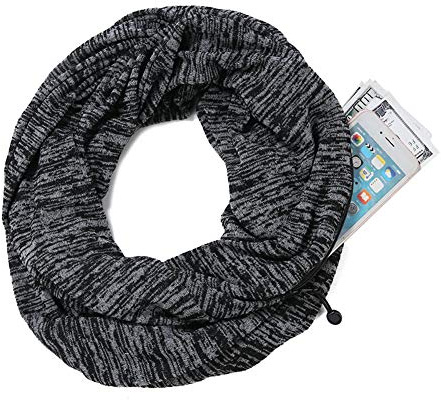 Ulalaza Infinity Scarf with Hidden Zipper Pocket Lightweight Travel Wrap for Women Girls