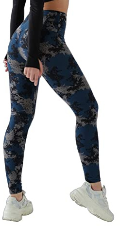 High Waist Womens Leggings - Active Workout Leggings - Tummy Control Soft Ankle Length Leggings for Women Black Camouflage