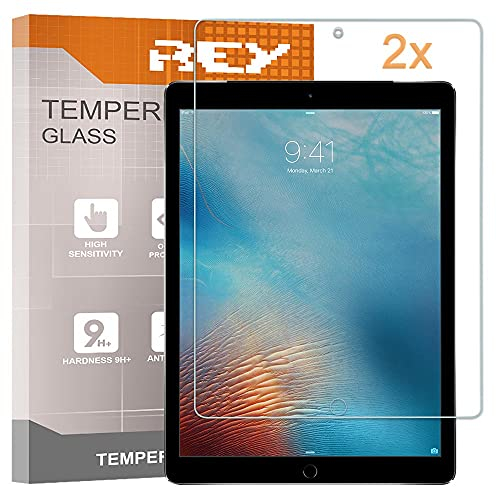 REY Pack 2X Pellicola salvaschermo per iPad PRO 12.9 1ªgen(2015)/2ªgen(2017), Vetro temperato, di qualità Premium
