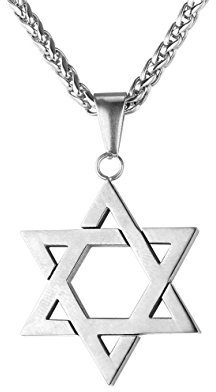 Large Silver Star Of David Magen Necklace Jewish Pendant 22 Inch Chain