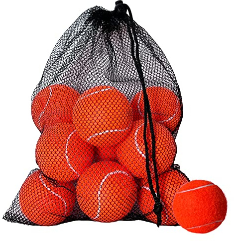 HPWFHPLF Tennisbollar, 12-pack träningtennisbollar för nybörjare, träning spela tennisbollar för hundar, levereras med bärväska i nät (orange)
