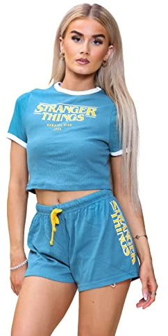 UC Official Licenced Eleven Pyjamas Set for Women UK, Ladies Short Sleeve Cotton Nightwear Loungewear Pjs Blue