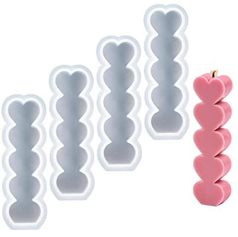 Silicona Molde de Vela, 5 Piezas Molde de Velas de Corazón de Amor, Moldes de Vela en Forma de Corazón, Molde de Velas de corazón, Utilizado para Hacer Velas,JabóN,ArtesaníAs