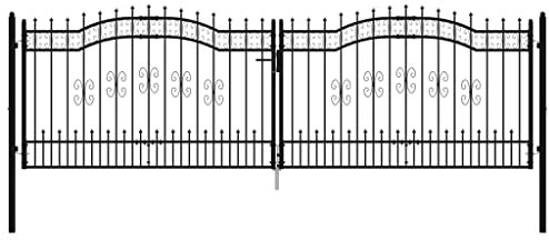 Portail et sommet de lance Noir 406x173 cm Acier enduit poudre