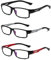 Eyglajdd TR90 Lesebrille für Damen Herren,Rechteck Zweifarbig Lesebrille Lesehilfe,3er Packe Blaulichtblockierende Brillen Schwarz-Grau-Rot +1,50