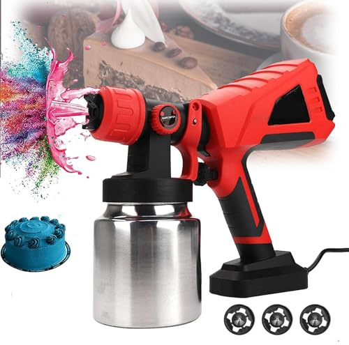 Pistola Pulverizadora de Chocolate de 750 W, Máquina de Chorro de Arena para Hornear Manual, Máquina de Aerógrafo para Pasteles, Pulverizador de Pintura con 3 Boquillas para Pasteles