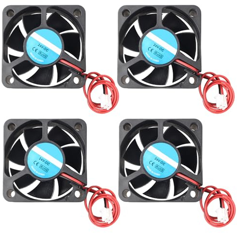 Jopto Lot de 4 mini ventilateurs de refroidissement silencieux sans balais 50 x 50 x 20 mm 5020 DC 24 V avec terminal à 2 broches compatible avec imprimante 3D PC CPU boîtiers d'ordinateur