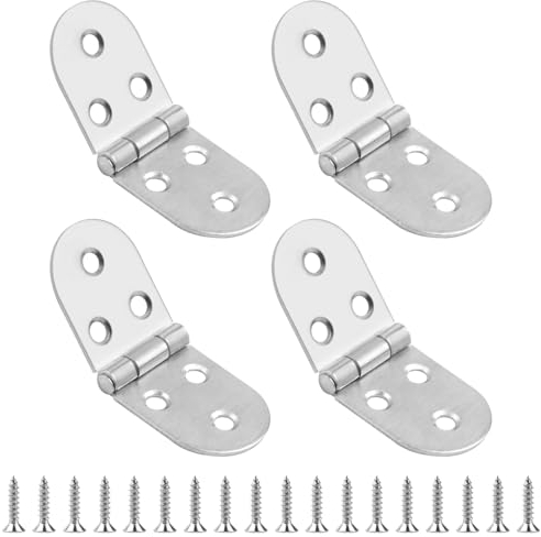 4 bisagras plegables con tapa abatible, bisagras de contrapaleta para madera, puerta de 180 grados, borde redondo, solapa trasera de metal, muebles, armario, cocina, armario, cajón, mesa