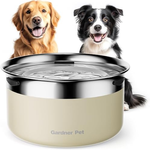 Gardner Pet Ciotola Acqua Cane Antigoccia 3.85L Acciaio Inox, Bianco